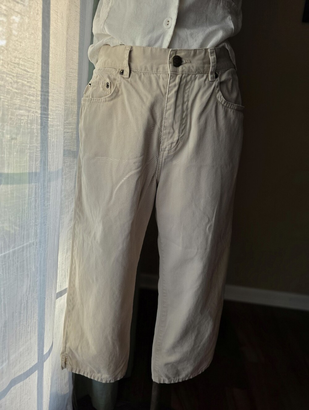 Vintage Lauren Jeans Co Ralph Lauren Khaki Tan Capri Pants Size 6 100% Cotton